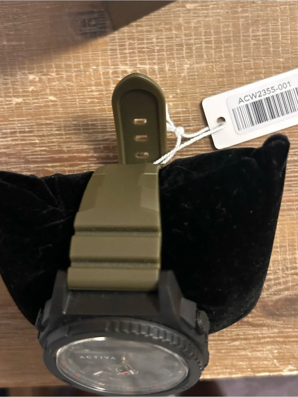Activa Men's Black Case Watch with Olive Green Strap